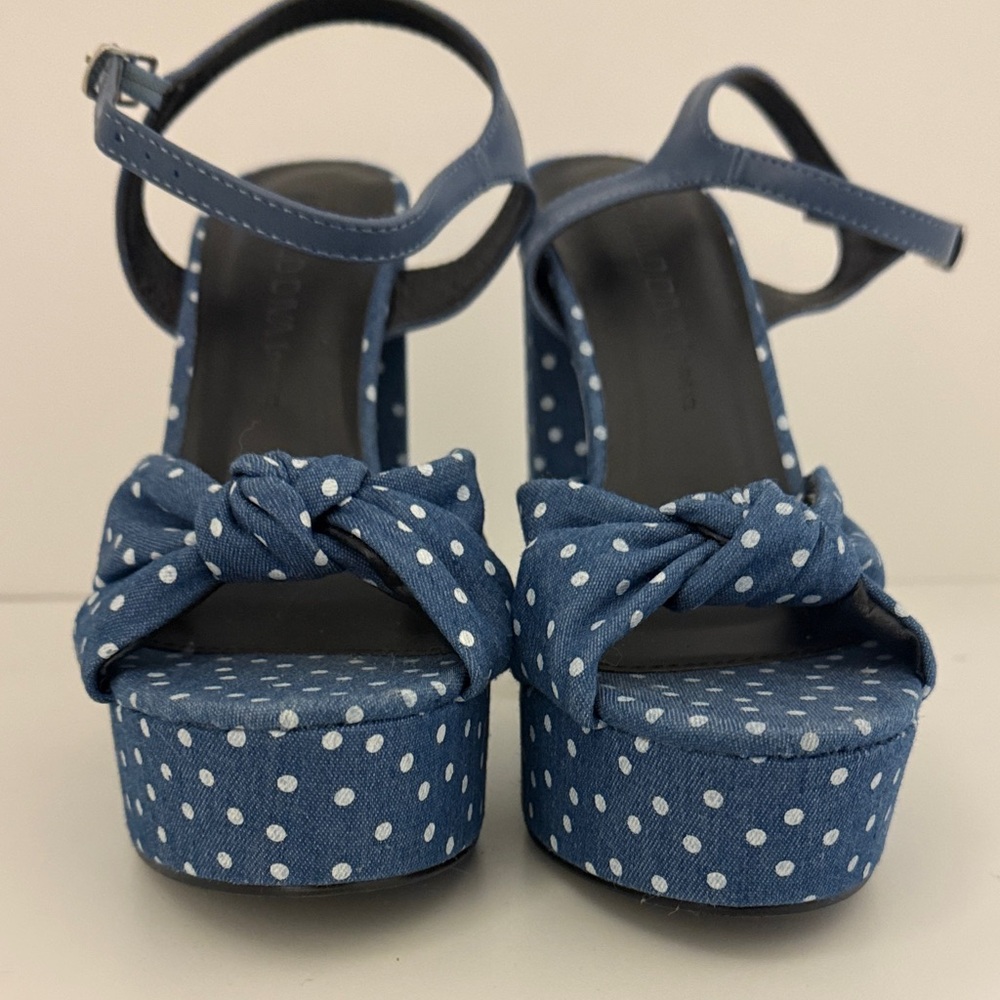 Wild Diva Blue and White Polka Dot Platform Heels
